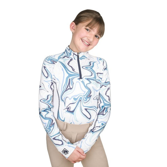 Quarter Zip Long Sleeve Sun Shirt with Print - Child